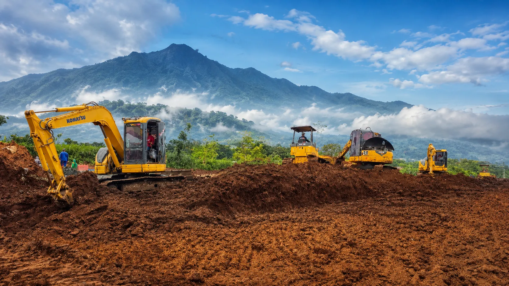 Armada alat berat ASA Rental di lokasi proyek