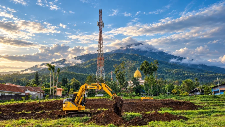 Excavator PC75 dan Dozer D31 Proyek Cut and Fill untuk Terasiring lahan perkebunan sawi di Pacet Mojokerto