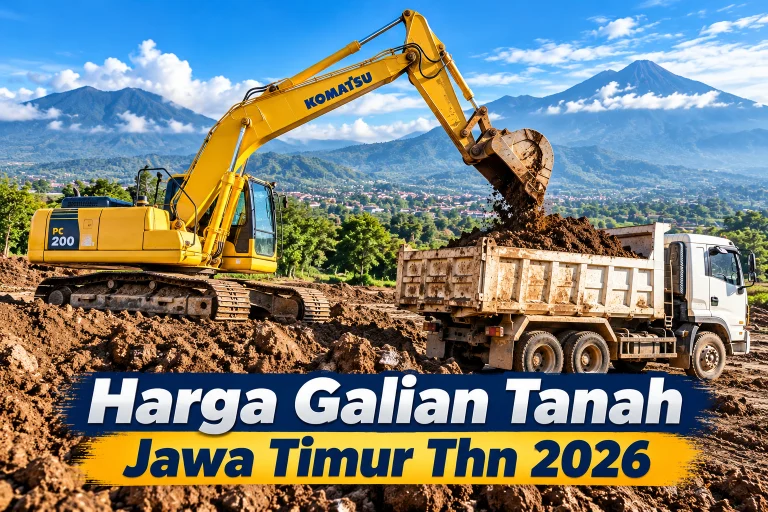 Harga jasa galian tanah per m3 di Jawa Timur tahun 2026 menggunakan excavator dan dump truck
