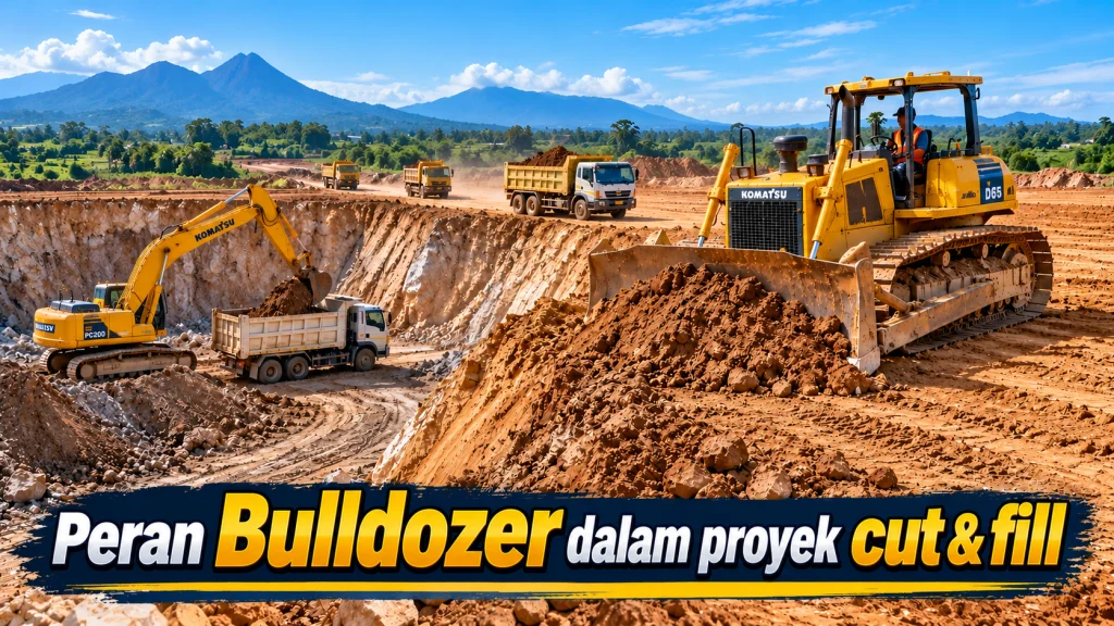 Fungsi bulldozer, bulldozer untuk pekerjaan tanah, sewa bulldozer Jawa Timur, bulldozer D31, bulldozer D65, jasa cut and fill, pekerjaan earthwork, pematangan lahan.